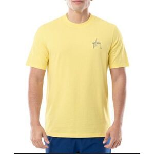 Guy Harvey Men Yellow Classic Fit Short Sleeve Graphic T-Shirt Size L